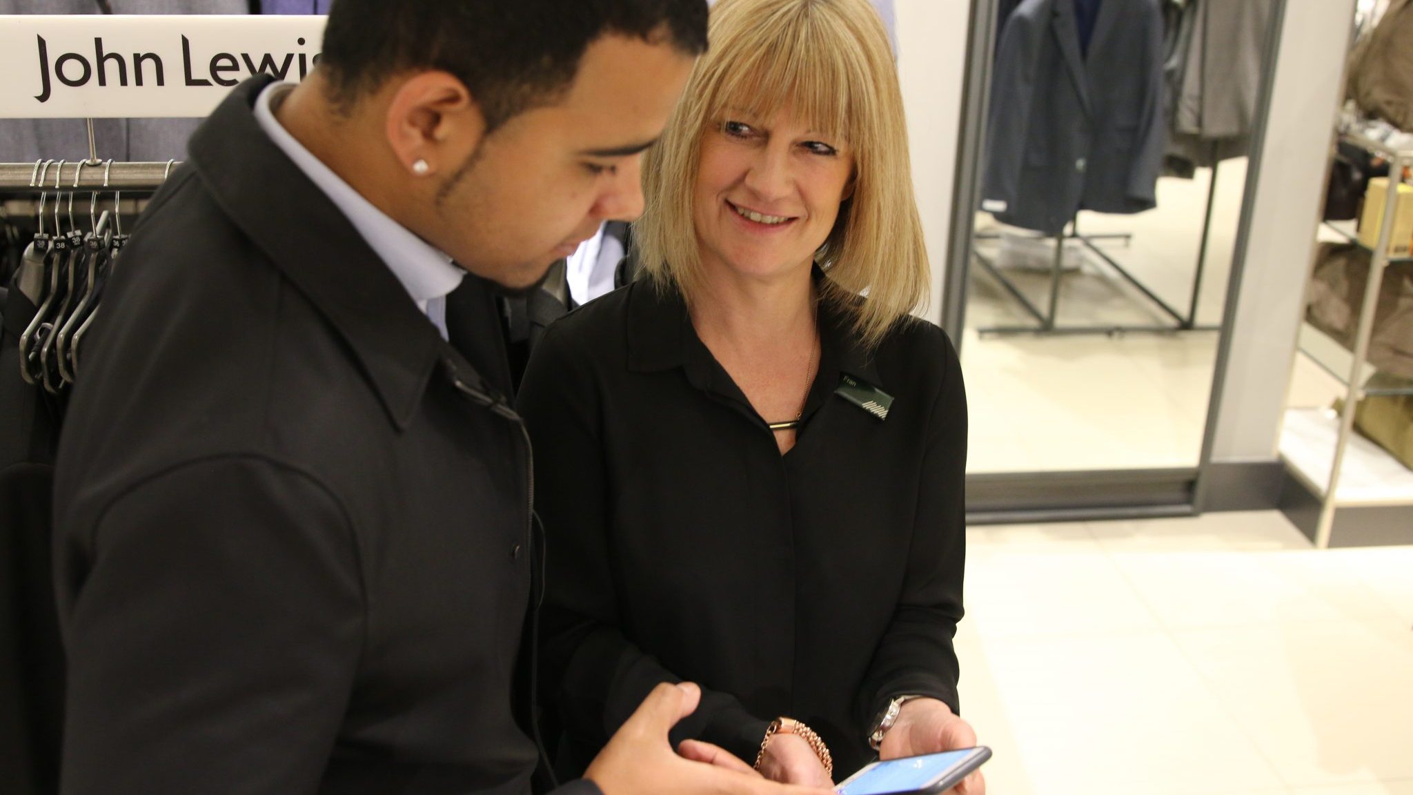 Partner using mobile device